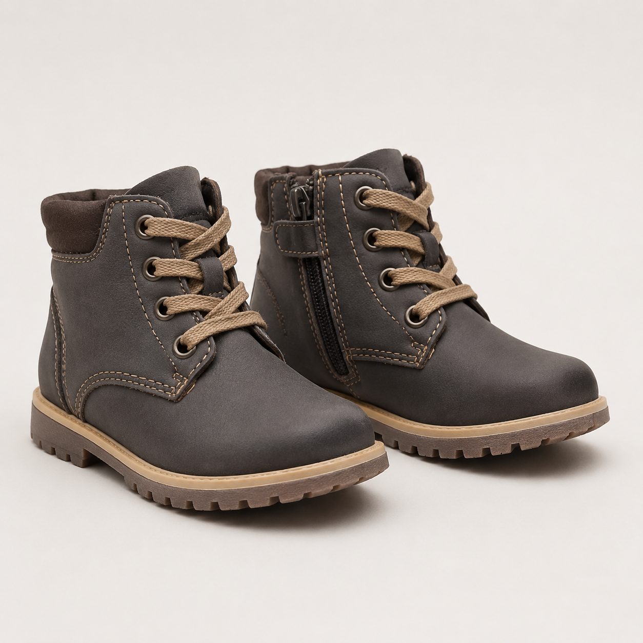 Children's ankle boots with a durable upper and treaded outsole