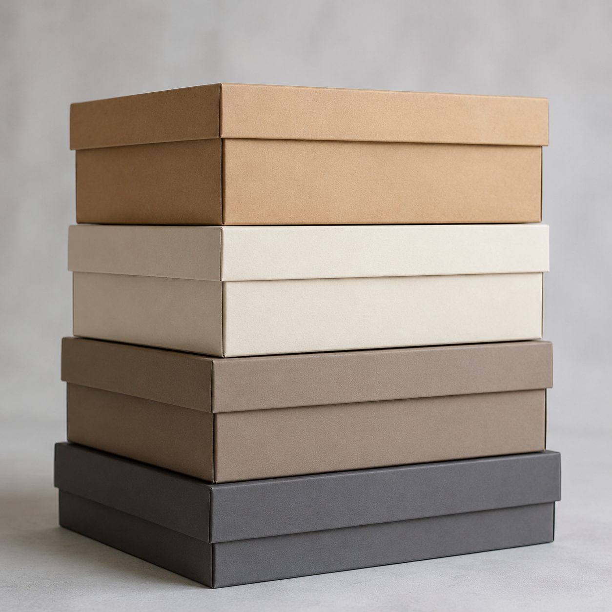 Stack of plain retail shoe boxes